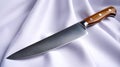 Professional chefÃ¢â¬â¢s knife, sharp blade, pure white background, studio-lit Royalty Free Stock Photo